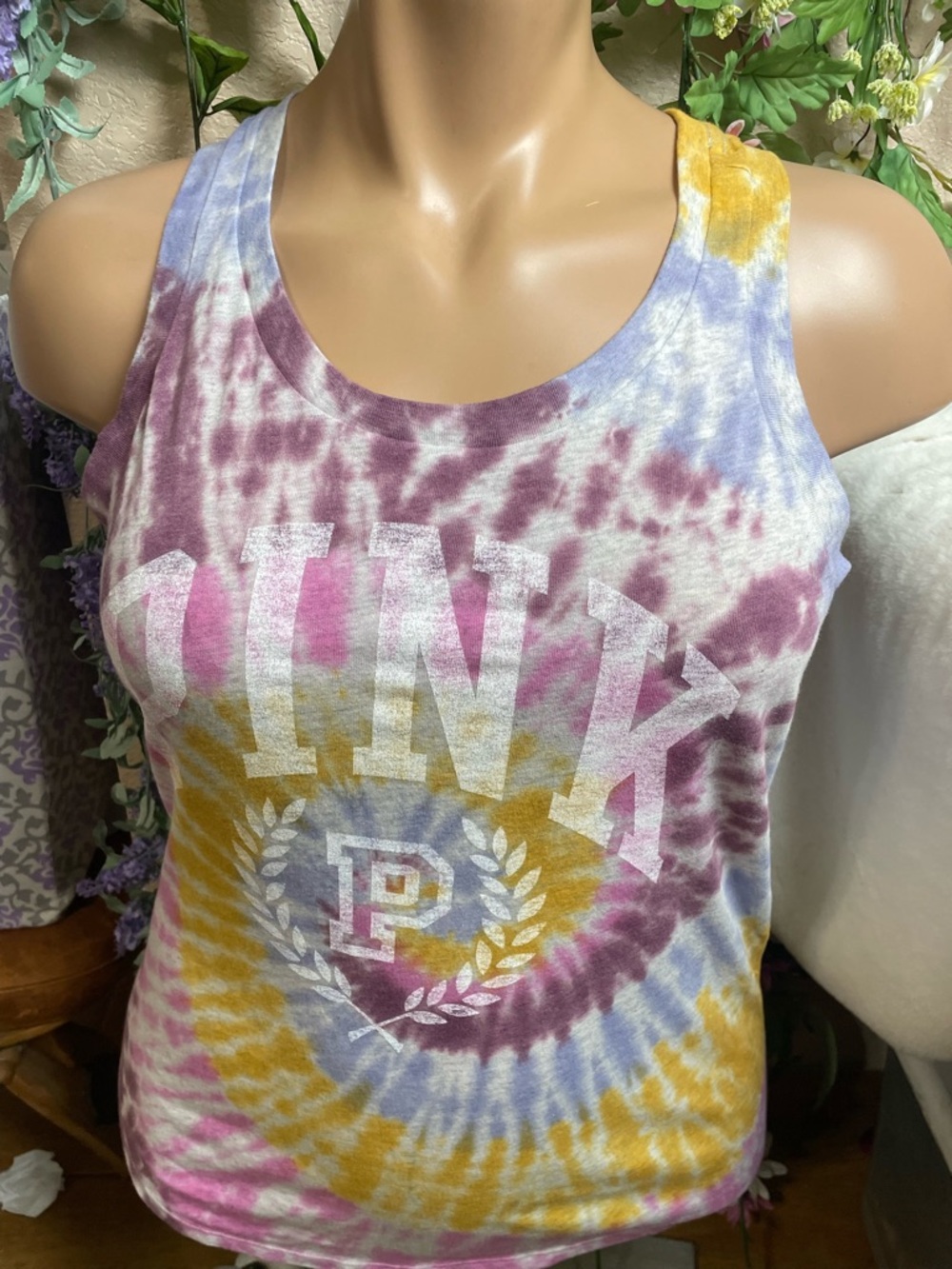 PINK Victoria's Secret Tie-Dye Tank Top - Yellow, Purple, Blue